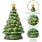 Casafield Hand Painted Ceramic Christmas Tree, Green 15-Inch Pre-Lit Tree with 128 Multi Color Lights and 2 Star Toppers
